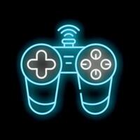 Neon gamepad glowing on black background vector