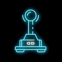 Neon blue joystick glowing on black background vector