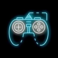 Neon gamepad glowing on black background vector