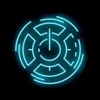 Neon icon of futuristic device glowing blue with circular design vector