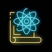 Neon icon of atom structure floating over paper document vector
