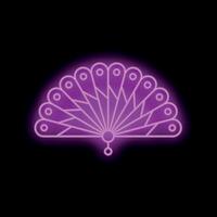 Neon purple fan glowing on black background vector