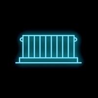 Blue glowing neon line shipping container icon isolated on black background vector