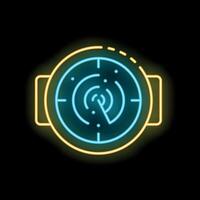 Neon icon of smart watch showing radar detecting signal vector