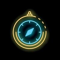 Glowing neon compass showing direction on black background vector