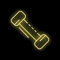 Yellow neon sign showing adjustable dumbbell on black background vector
