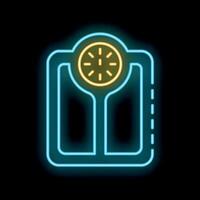 Neon icon of a weighing scale displaying time for weight loss vector