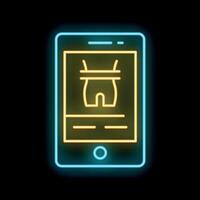 Neon smartphone showing a fitness app for online training sessions vector