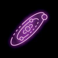 Neon solar system icon depicting planets orbiting a sun vector