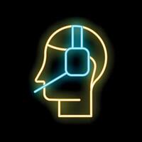Neon sign of a customer service representative wearing a headset vector