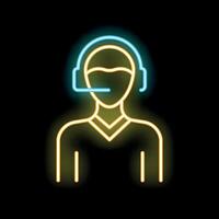 Neon icon of a customer service representative wearing a headset vector