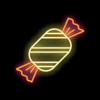 Neon icon of wrapped candy shining on dark background vector