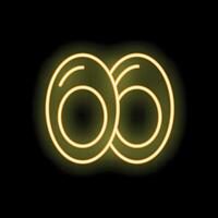 Yellow neon light glowing infinity symbol shape on black background design element vector