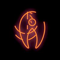 Neon sign representing the letter a with swirls on black background vector
