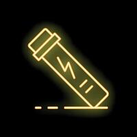 Neon yellow electronic cigarette lying on surface with its shadow vector