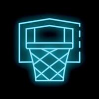 Neon basketball hoop glowing on black background vector