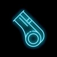 Neon glowing icon of a whistle is shining on a black background vector