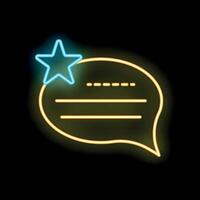 Neon speech bubble with star for customer review or feedback vector