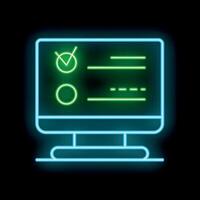 Neon online survey on computer screen displaying checklist vector