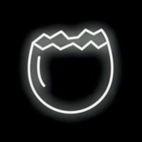 Neon icon of a cracked egg glowing on black background vector