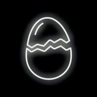 Neon sign of cracked egg hatching on black background vector