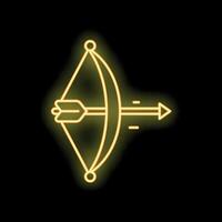 Neon bow and arrow shooting icon on black background vector