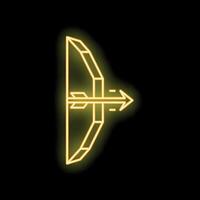 Glowing neon line bow and arrow icon isolated on black background for your projects vector