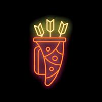 Glowing neon line icon of a quiver full of arrows on a black background vector