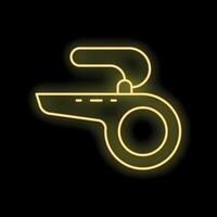 Glowing neon line icon of a whistle isolated on a black background vector