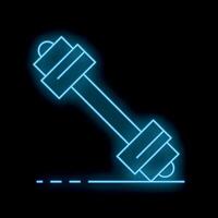 Blue neon dumbbell lying on the floor icon illustration vector