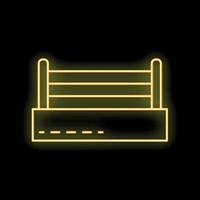 Neon yellow boxing ring glowing on black background vector