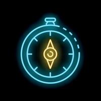 Neon sign showing compass icon for navigation and orientation vector