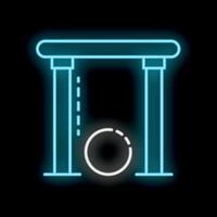 Glowing neon line punching bag icon isolated on black background. Boxing bag icon. Vector illustration