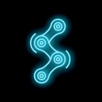 Blue neon bicycle chain glowing on black background vector