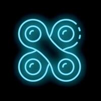 Neon blue fidget spinner rotating and glowing in the dark vector