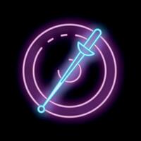 Neon fencing epee sword striking target on black background vector
