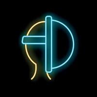 Glowing neon line virtual reality headset icon isolated on a black background, perfect for illustrating futuristic technology vector