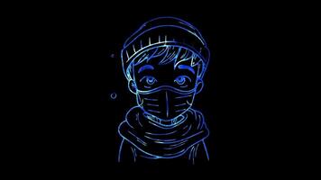 Neon frame effect, Weather Elements that represent snowflakes on black background video