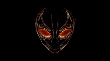 Neon frame effect, Friendly Alien Mask on black background video