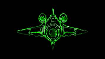 Neon frame effect, Rocket Ship on black background video