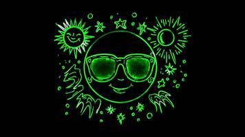 Neon frame effect, Weather Elements that represent sunshine on black background video