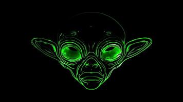 Neon frame effect, Friendly Alien Mask on black background video