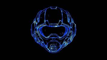 Neon frame effect, space helmet on black background video