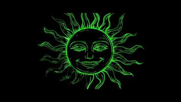 Neon frame effect, Cheerful Sun on black background video