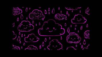 Neon frame effect, weather cloud on black background video