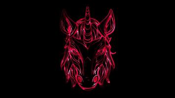 Neon frame effect, Unicorn Mask on black background video