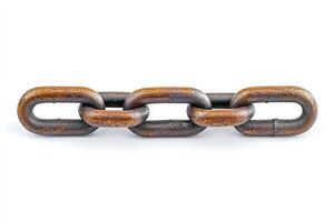 Rusty metal chain links connecting on white background photo