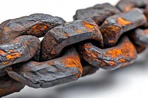 Rusty chain connecting links showing corrosion and decay photo