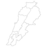 Lebanon map in administrative provinces in white color vector