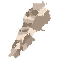 Map of Lebanon in administrative provinces in multicolor vector